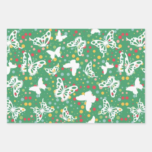 Rammenpatroon kleurrijke stippen en vlinders schat inpakpapier vel (Voorkant 2)