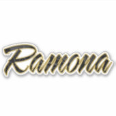 Ramona black gold Lettering Aufkleber Sticker (Voorkant)