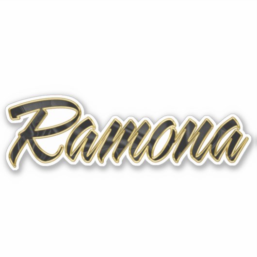 Ramona black gold Lettering Aufkleber Sticker (Voorkant)