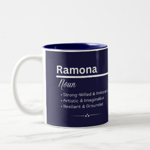 Ramona Gepersonaliseerde naam koffiemok Tweekleurige Koffiemok