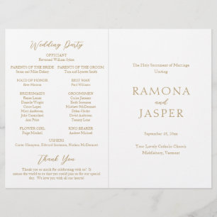 Ramona Gold Minimal Elegant Trouwprogramma Flyer