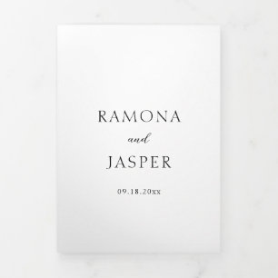 Ramona Zwart-wit Minimal Elegant Huwelijk Drieluik Uitnodiging