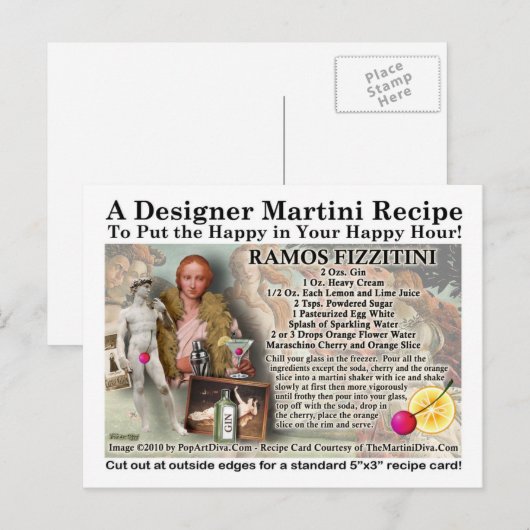 Ramos Fizz Martini Recipe Briefkaart (Voorkant / Achterkant)