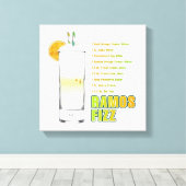 Ramos Gin Fizz Cocktail Recipe Art 12 x 12" Canvas Afdruk (Insitu (Houten vloer))