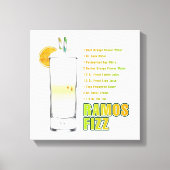 Ramos Gin Fizz Cocktail Recipe Art 12 x 12" Canvas Afdruk (Voorkant)