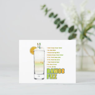 Ramos Gin Fizz Cocktail Recipe Art Briefkaart