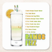 Ramos Gin Fizz Cocktailrecept Kunst Kartonnen Onderzetters (Voorkant)