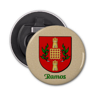 Ramos Heraldic Arms op perkament stijl terug Button Flesopener