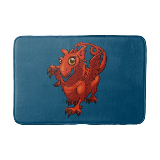 Rampant kleine Welsh Baby Red Dragon Cartoon Badmat (Voorkant)
