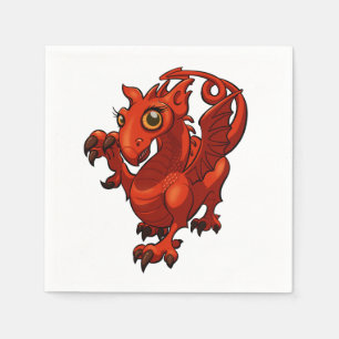 Rampant kleine Welsh Baby Red Dragon Cartoon Servetten