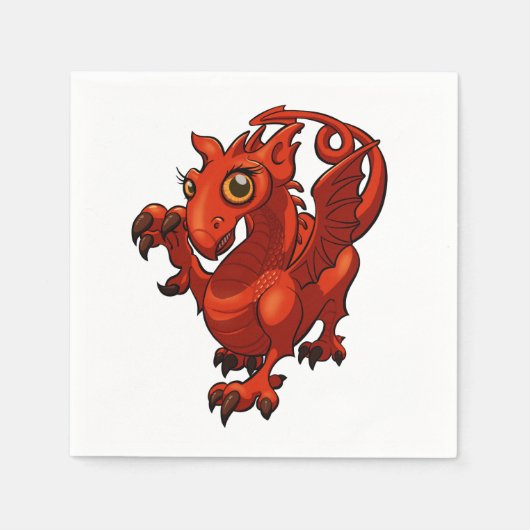Rampant kleine Welsh Baby Red Dragon Cartoon Servetten (Voorkant)