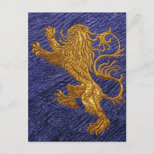 Rampant Lion - goud op blauw Briefkaart (Voorkant)