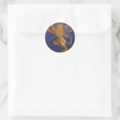 Rampant Lion - goud op blauw Ronde Sticker (Tas)