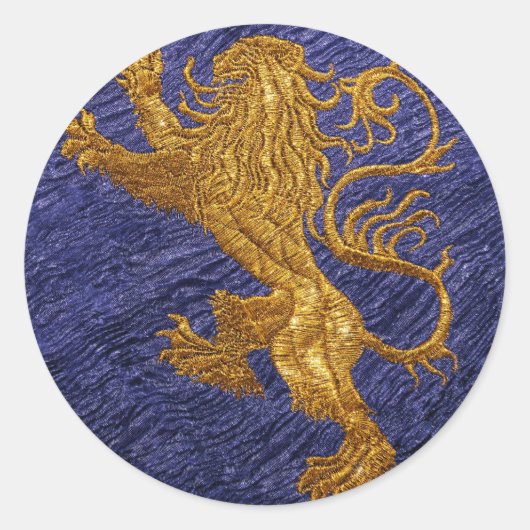 Rampant Lion - goud op blauw Ronde Sticker (Voorkant)