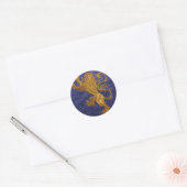 Rampant Lion - goud op blauw Ronde Sticker (Envelop)