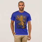 Rampant Lion - goud op blauw T-shirt (Voorkant volledig)