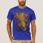 Rampant Lion - goud op blauw T-shirt (Voorkant)