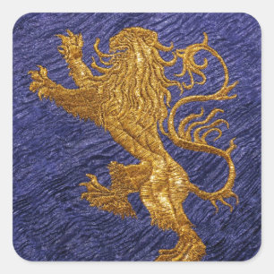 Rampant Lion - goud op blauw Vierkante Sticker