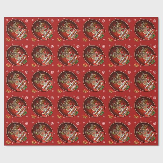 Rampant Rudolph glossy inpakpapier rood (Vlak)
