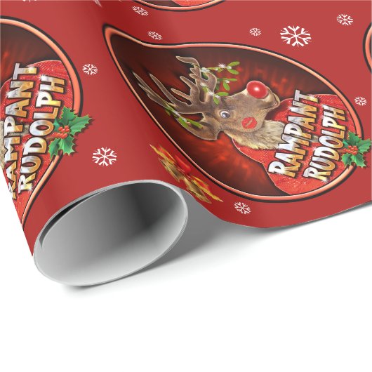 Rampant Rudolph glossy inpakpapier rood (Rol Hoek)