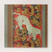 RAMPANT WHITE HORSE,BOMEN IN WOODLAND Art Nouveau Legpuzzel (Horizontaal)