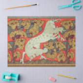 RAMPANT WHITE HORSE,BOMEN IN WOODLAND Art Nouveau Tissuepapier (Craft)