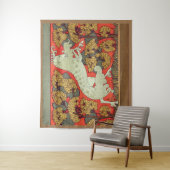 RAMPANT WHITE HORSE,BOMEN IN WOODLAND Art Nouveau Wandkleed (In situ)