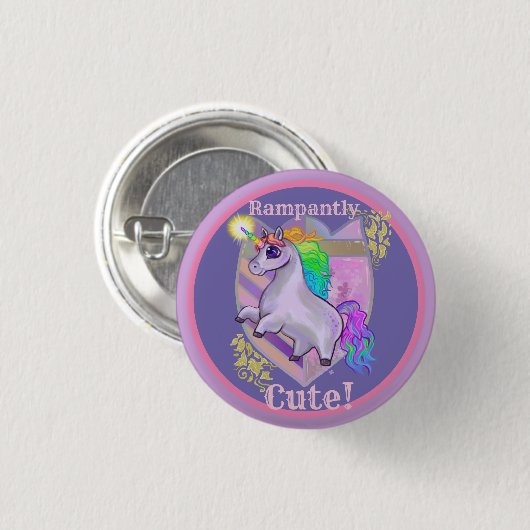Rampantly Cute Unicorn Button (Voorkant /achterkant)