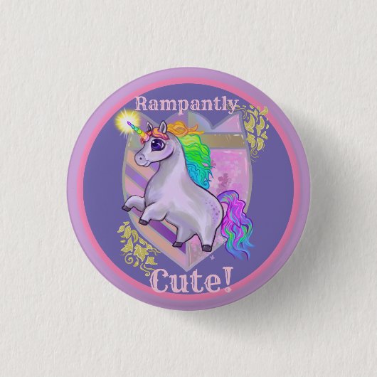 Rampantly Cute Unicorn Button (Voorkant)