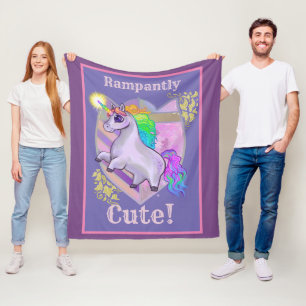 Rampantly Cute Unicorn Fleece Deken