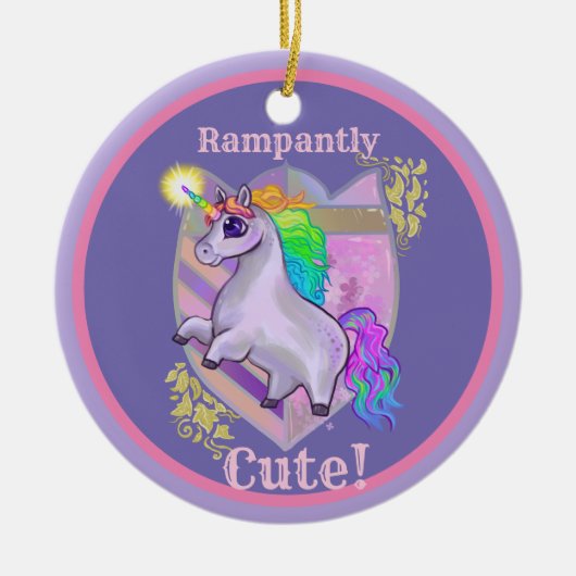 Rampantly Cute Unicorn Keramisch Ornament (Voorkant)