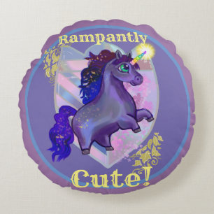 Rampantly Cute Unicorn Rond Kussen