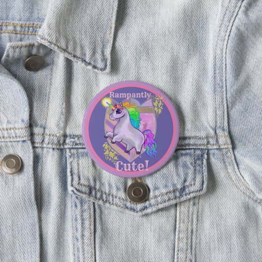 Rampantly Cute Unicorn Ronde Button 7,6 Cm (In situ)