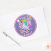 Rampantly Cute Unicorn Ronde Sticker (Envelop)