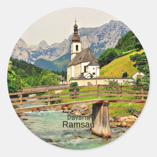Ramsau. Beieren landschap Ronde Sticker (Voorkant)