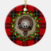 Ramsay Clan Badge & Tartan Gepersonaliseerde Kerst Keramisch Ornament (Voorkant)