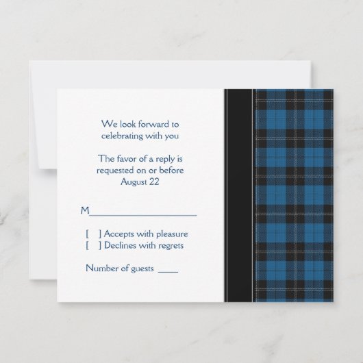 Ramsay Hunting Tartan Celtic Wedding Response Kaar RSVP Kaartje (Achterkant)