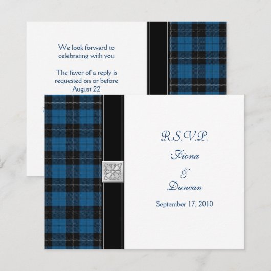 Ramsay Hunting Tartan Celtic Wedding Response Kaar RSVP Kaartje (Voorkant / Achterkant)