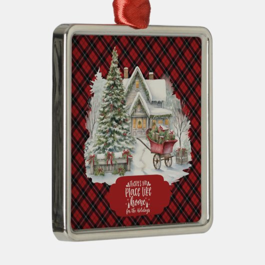 Ramsay Red Modern Clan Tartan Christmas  Metalen Ornament (Rechts)