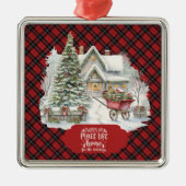 Ramsay Red Modern Clan Tartan Christmas  Metalen Ornament (Voorkant)