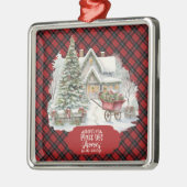 Ramsay Red Modern Clan Tartan Christmas  Metalen Ornament (Links)