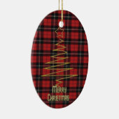 Ramsay Red Modern Clan Tartan en Motto Keramisch Ornament (Rechts)