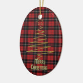 Ramsay Red Modern Clan Tartan en Motto Keramisch Ornament (Links)