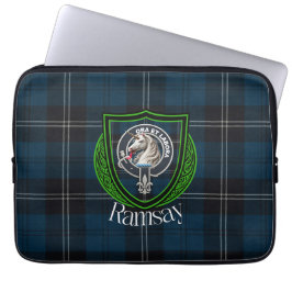 Ramsay Schotse Clan Tartan en Wapenembleem Laptop Sleeve