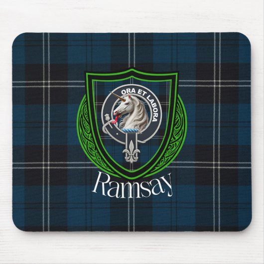 Ramsay Scottish Clan Tartan and Crest Muismat (Voorkant)