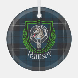 Ramsay Scottish Clan Tartan & Crest Glas Ornament