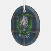 Ramsay Scottish Clan Tartan & Crest Glas Ornament (Voorkant links)