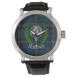 Ramsay Scottish Clan Tartan & Crest Horloge