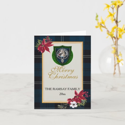 Ramsay Scottish Clan Tartan & Crest Kaart (Gele Bloem)