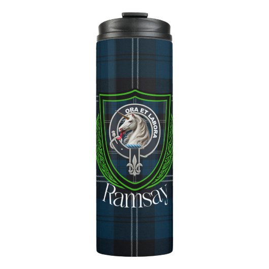 Ramsay Scottish Clan Tartan & Crest Thermosbeker (Voorkant)